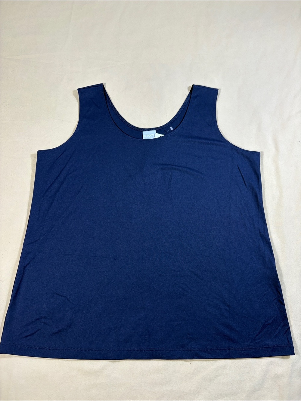 Chico's Women's Size 3 (XL) Navy Blue Microfiber Contemporary Knit Tank Top NWT